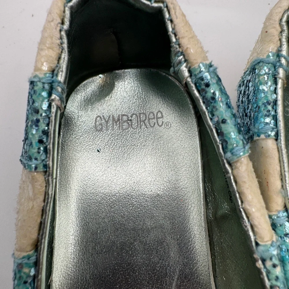 Gymboree Toddler Size 9 Girls Blue and Cream Glitter Flats Shoes